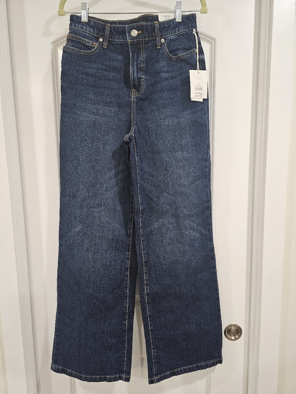 High-Rise Dark Blue Wide-Leg Jeans for Women Size 0